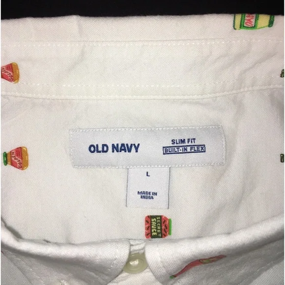 Old Navy Hot Sauce/Condiments Print Button Down Shirt - Picture 9 of 10